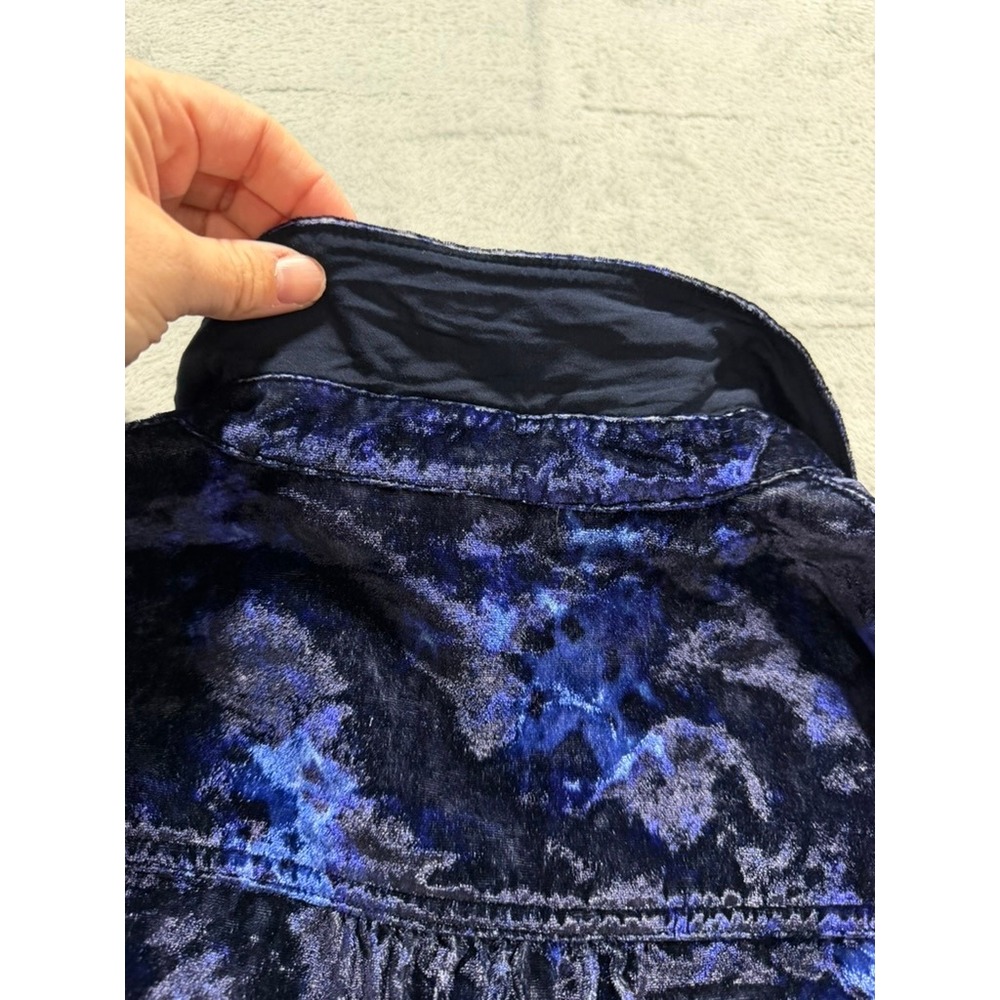 Pilcro Anthropologie Button Up Shirt Women US 6 Blue Velvet Abstract Top - Picture 11 of 12